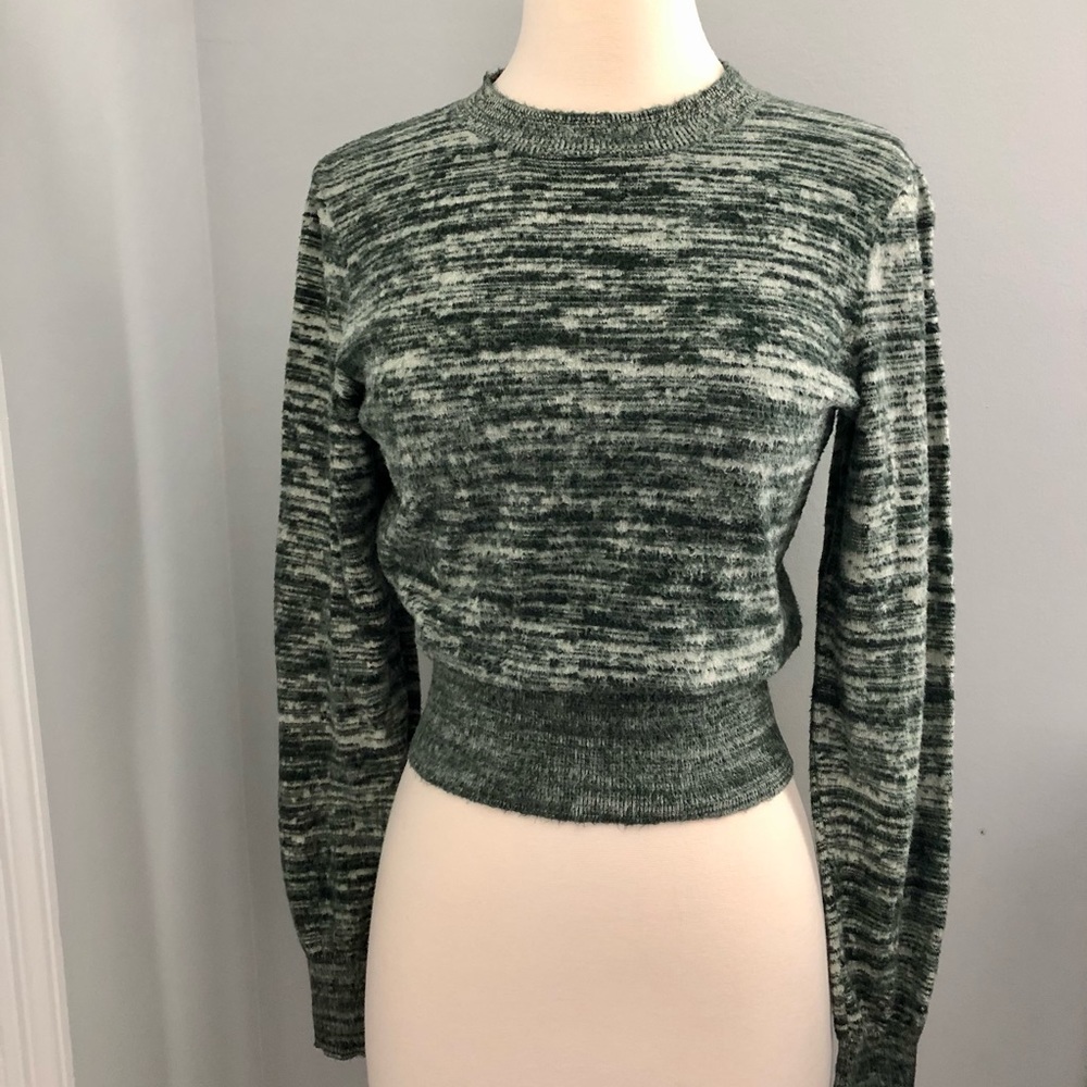 VICTORIA BECKHAM Marled brushed  cropped cotton sweater - Picture 3 of 8